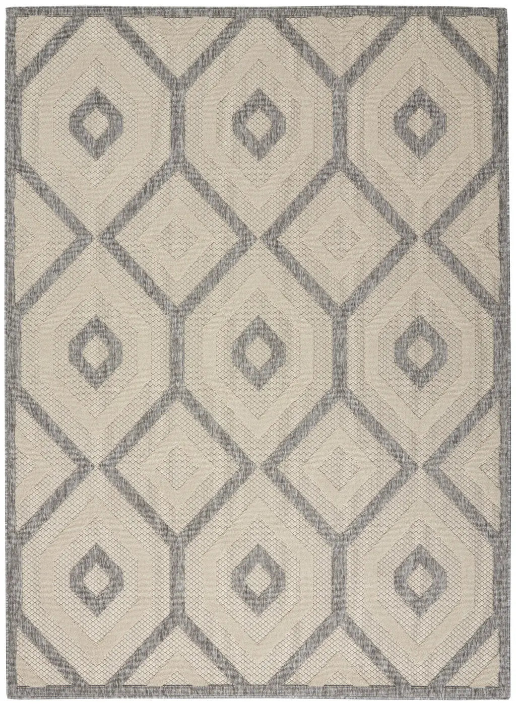 6' X 9' Cream And Gray Geometric Indoor Outdoor Area Rug Homeroots Outdoor