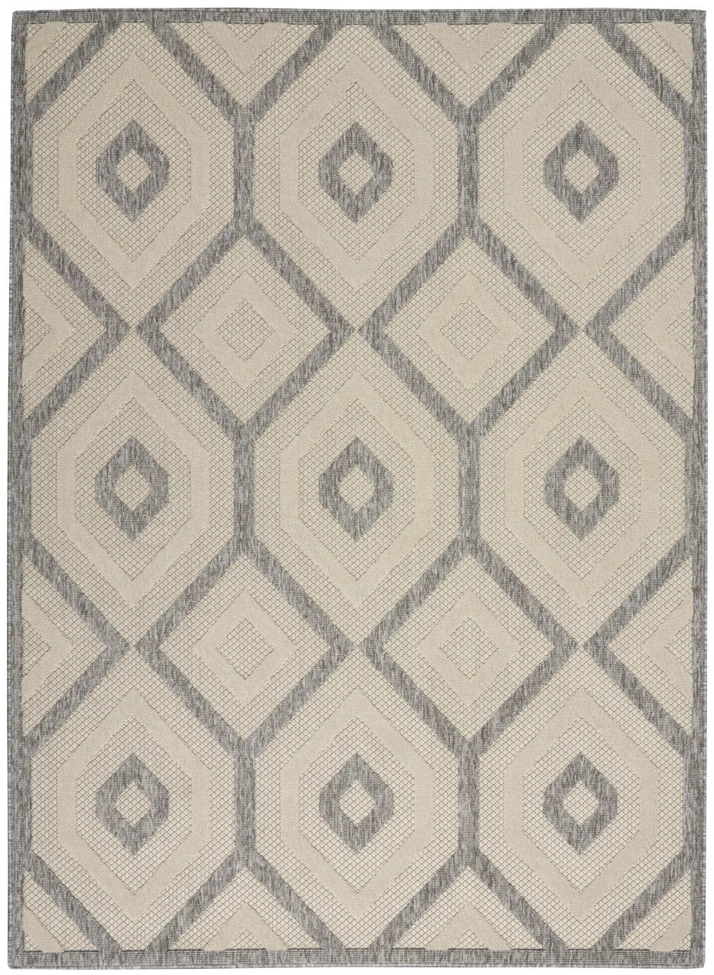 6' X 9' Cream And Gray Geometric Indoor Outdoor Area Rug Homeroots Outdoor