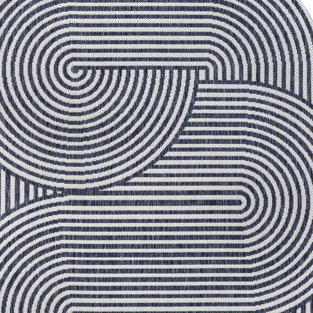 6' X 9' Cream And Navy Blue Abstract Indoor Outdoor Area Rug Homeroots Outdoor