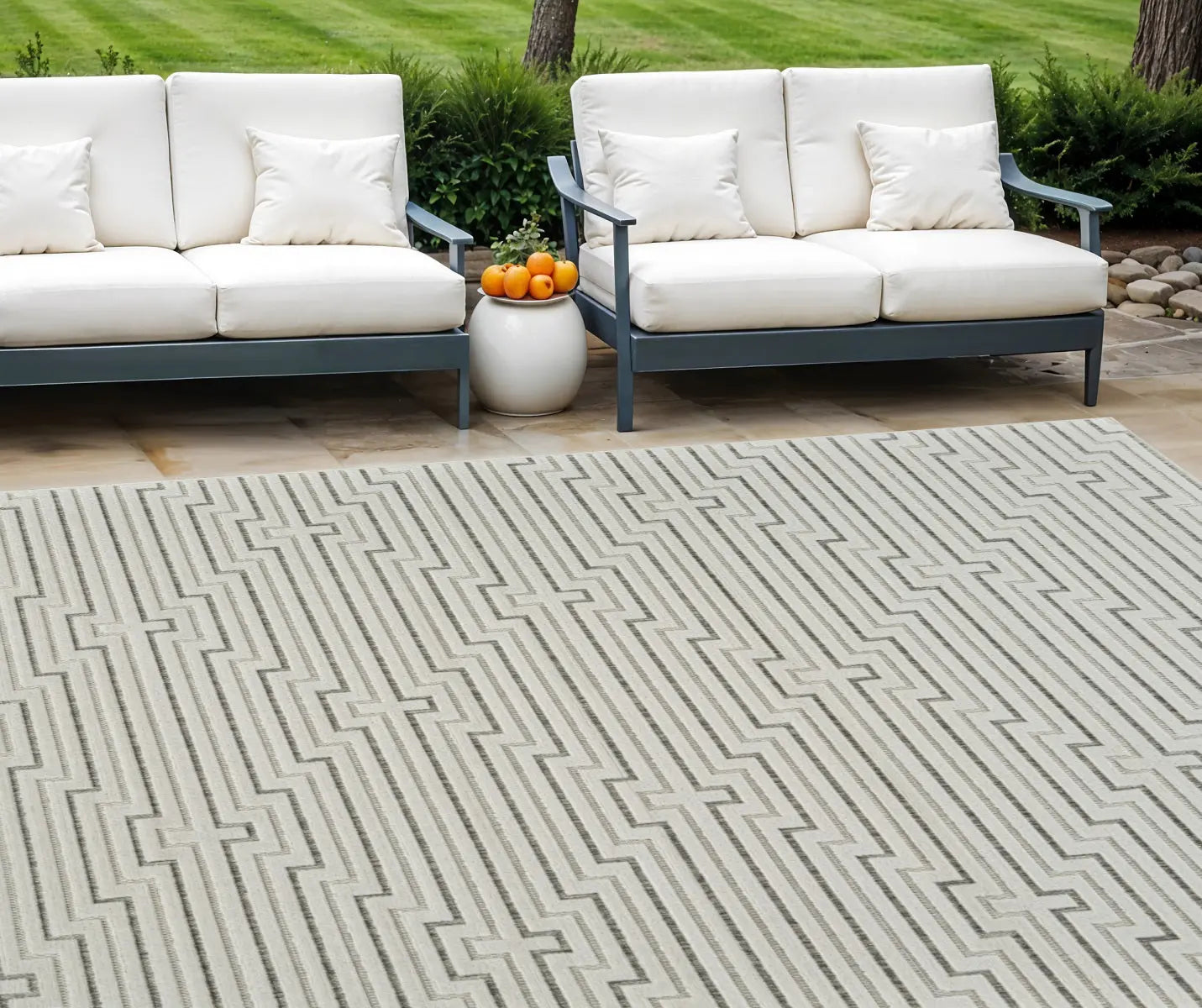 6' X 9' Cream and Beige Geometric Distressed Indoor Outdoor Area Rug Homeroots Outdoor