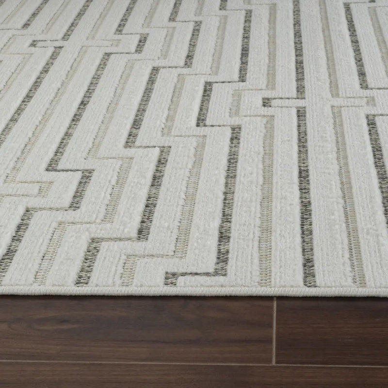 6' X 9' Cream and Beige Geometric Distressed Indoor Outdoor Area Rug Homeroots Outdoor