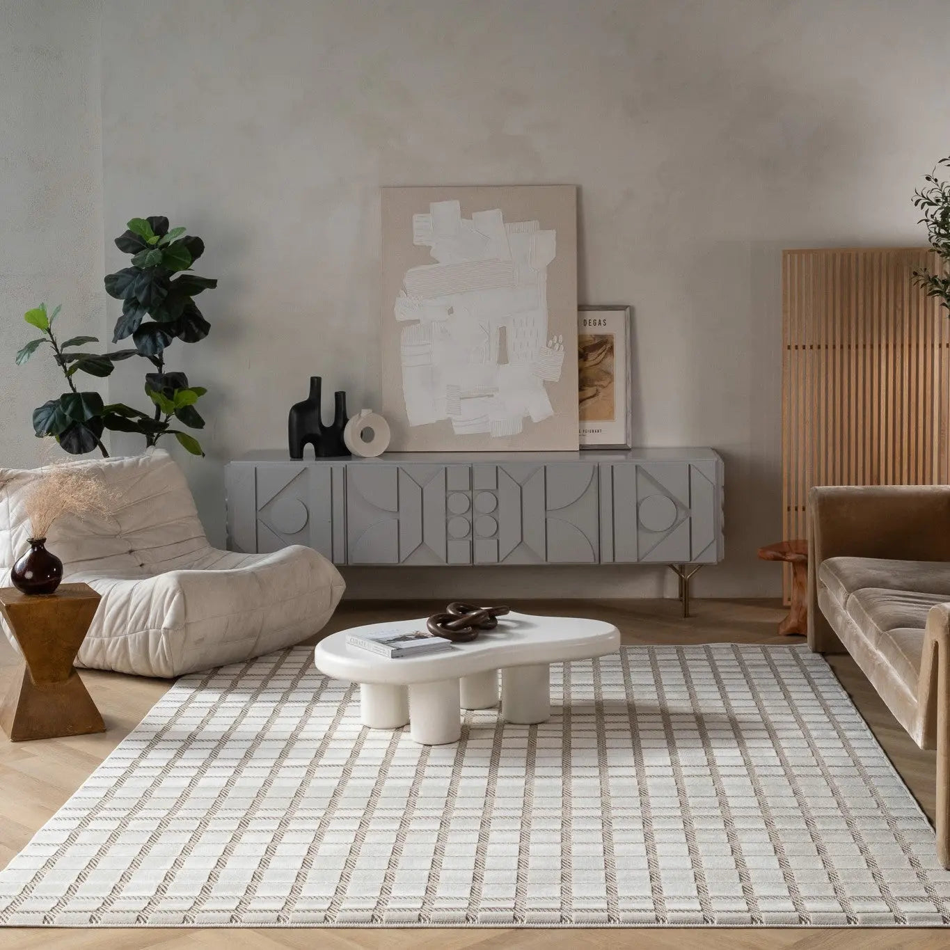 6' X 9' Cream and Beige Geometric Distressed Indoor Outdoor Area Rug Homeroots Outdoor