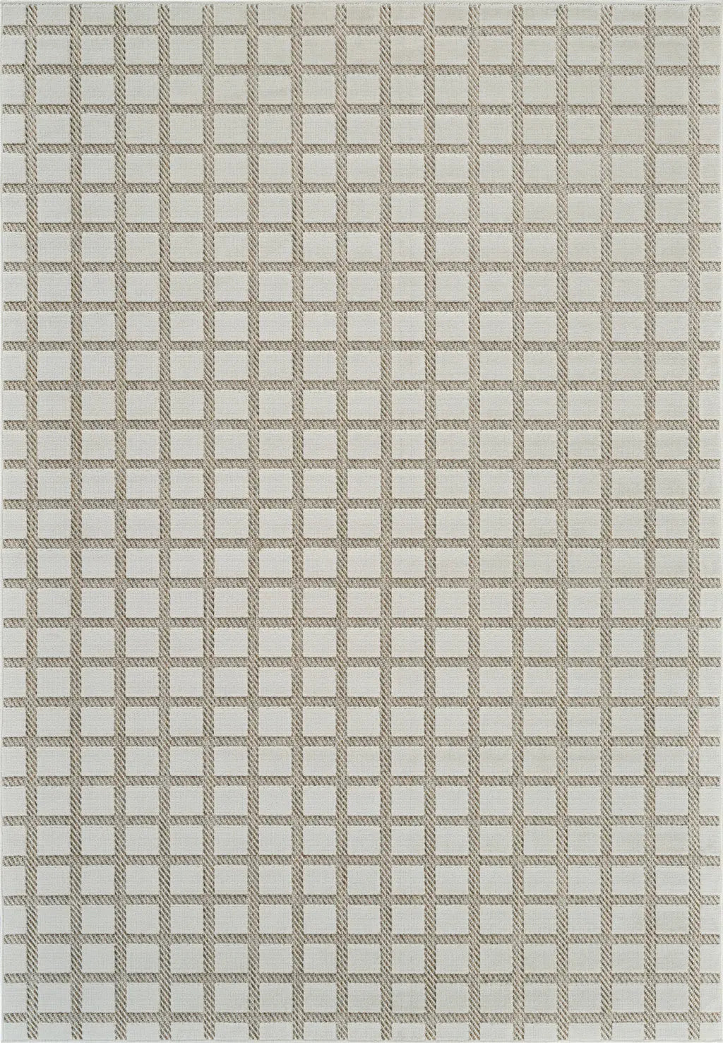 6' X 9' Cream and Beige Geometric Distressed Indoor Outdoor Area Rug Homeroots Outdoor