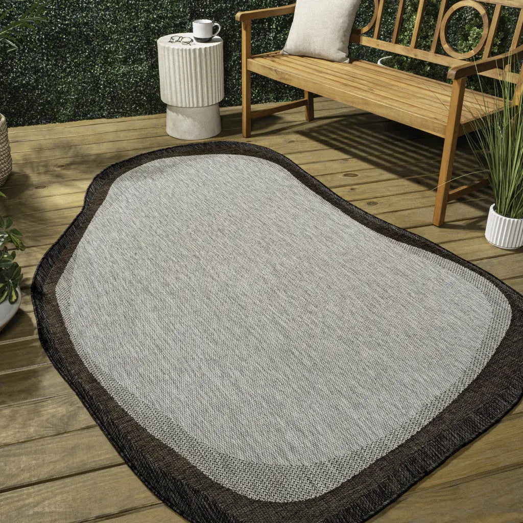 6' X 9' Gray And Black Abstract Indoor Outdoor Area Rug Homeroots Outdoor