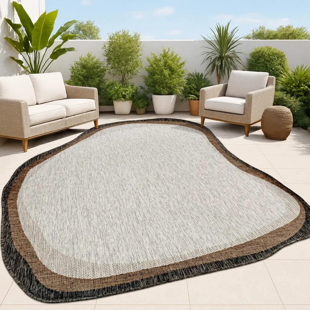 6' X 9' Gray And Black Abstract Indoor Outdoor Area Rug Homeroots Outdoor