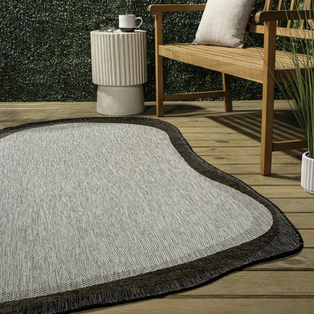 6' X 9' Gray And Black Abstract Indoor Outdoor Area Rug Homeroots Outdoor