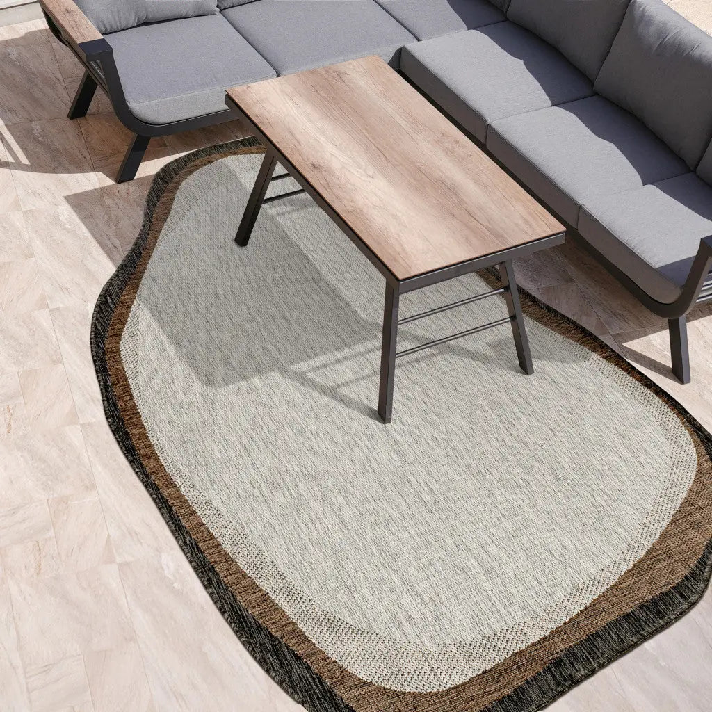 6' X 9' Gray And Black Abstract Indoor Outdoor Area Rug Homeroots Outdoor