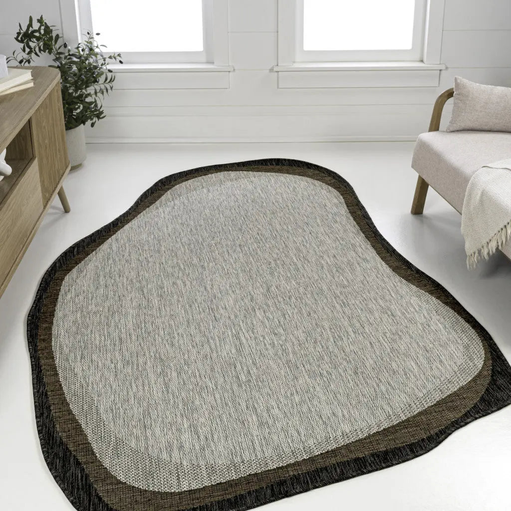 6' X 9' Gray And Black Abstract Indoor Outdoor Area Rug Homeroots Outdoor