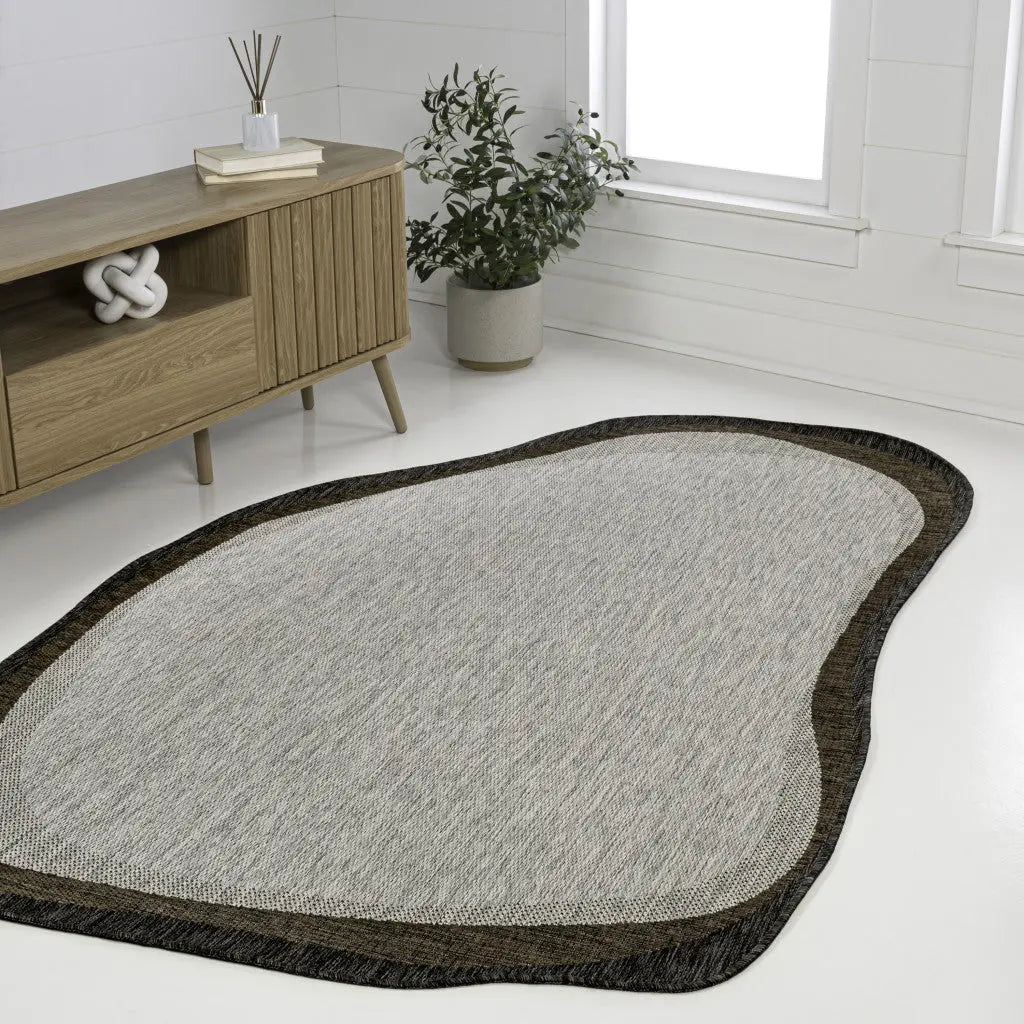 6' X 9' Gray And Black Abstract Indoor Outdoor Area Rug Homeroots Outdoor