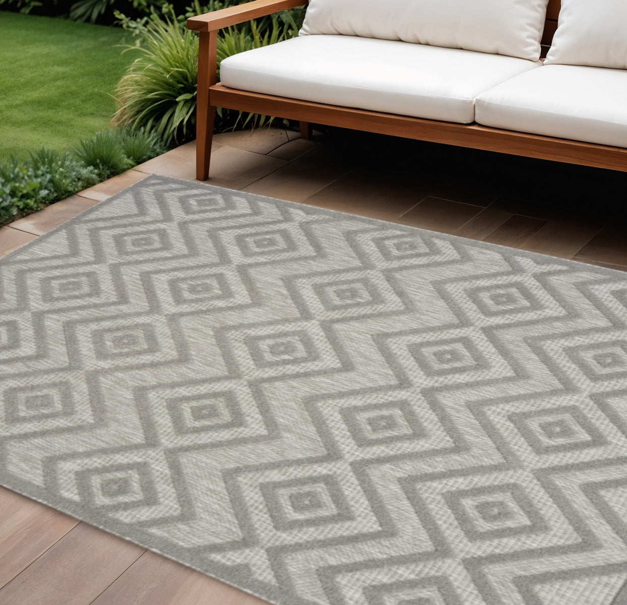 6' X 9' Gray Indoor Outdoor Area Rug - GreatEagleInc