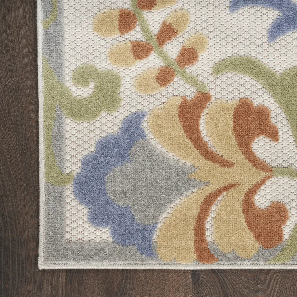 6' X 9' Ivory And Blue Indoor Outdoor Area Rug Homeroots Outdoor