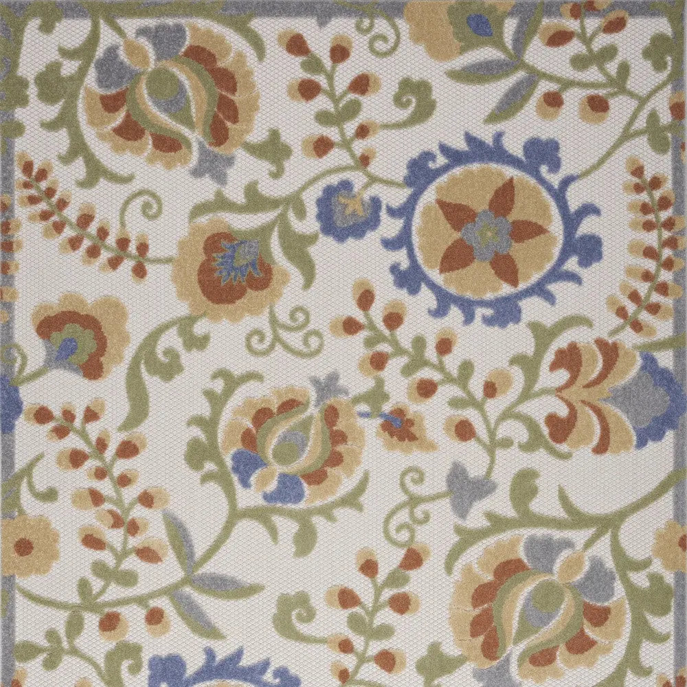 6' X 9' Ivory And Blue Indoor Outdoor Area Rug Homeroots Outdoor