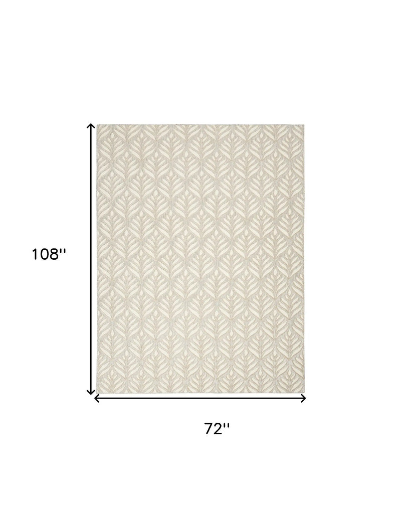 6' X 9' Ivory And Grey Floral Stain Resistant Non Skid Area Rug Homeroots Outdoor