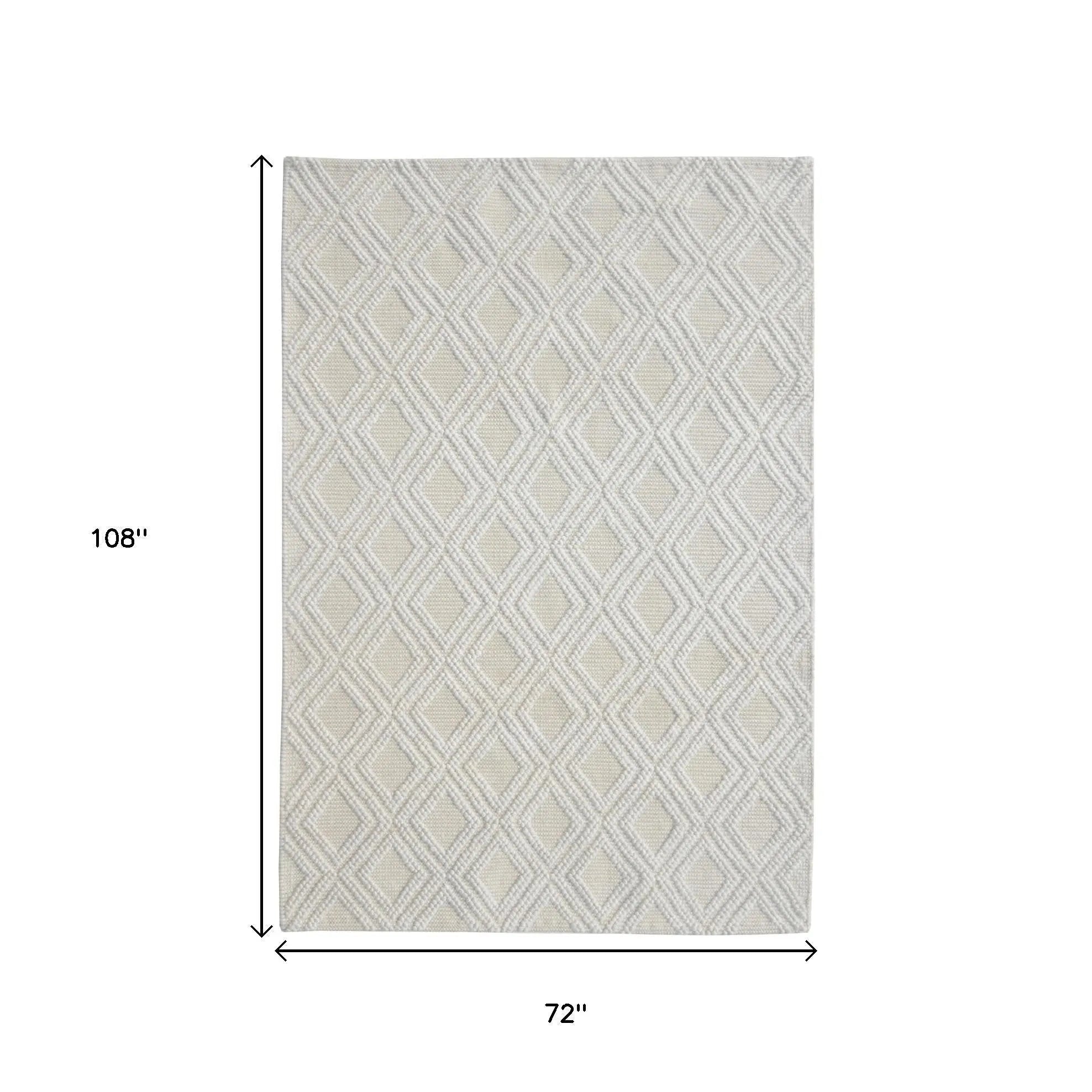 6' X 9' Ivory Geometric Handmade Area Rug Homeroots Home Decor