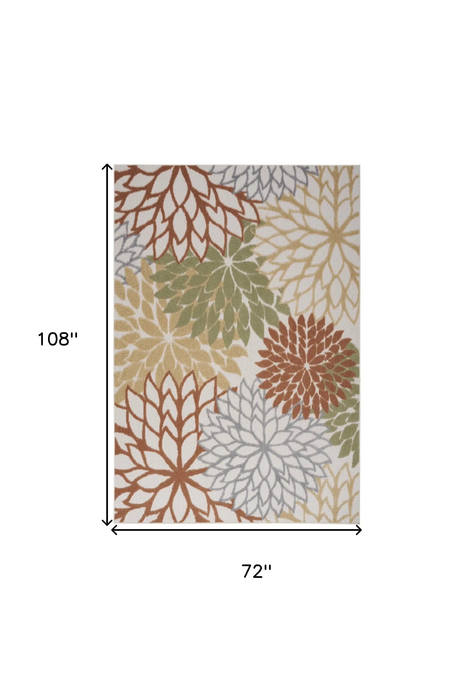6' X 9' Ivory Green And Blue Indoor Outdoor Area Rug Homeroots Outdoor