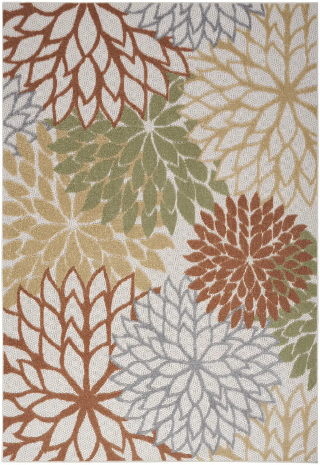6' X 9' Ivory Green And Blue Indoor Outdoor Area Rug Homeroots Outdoor