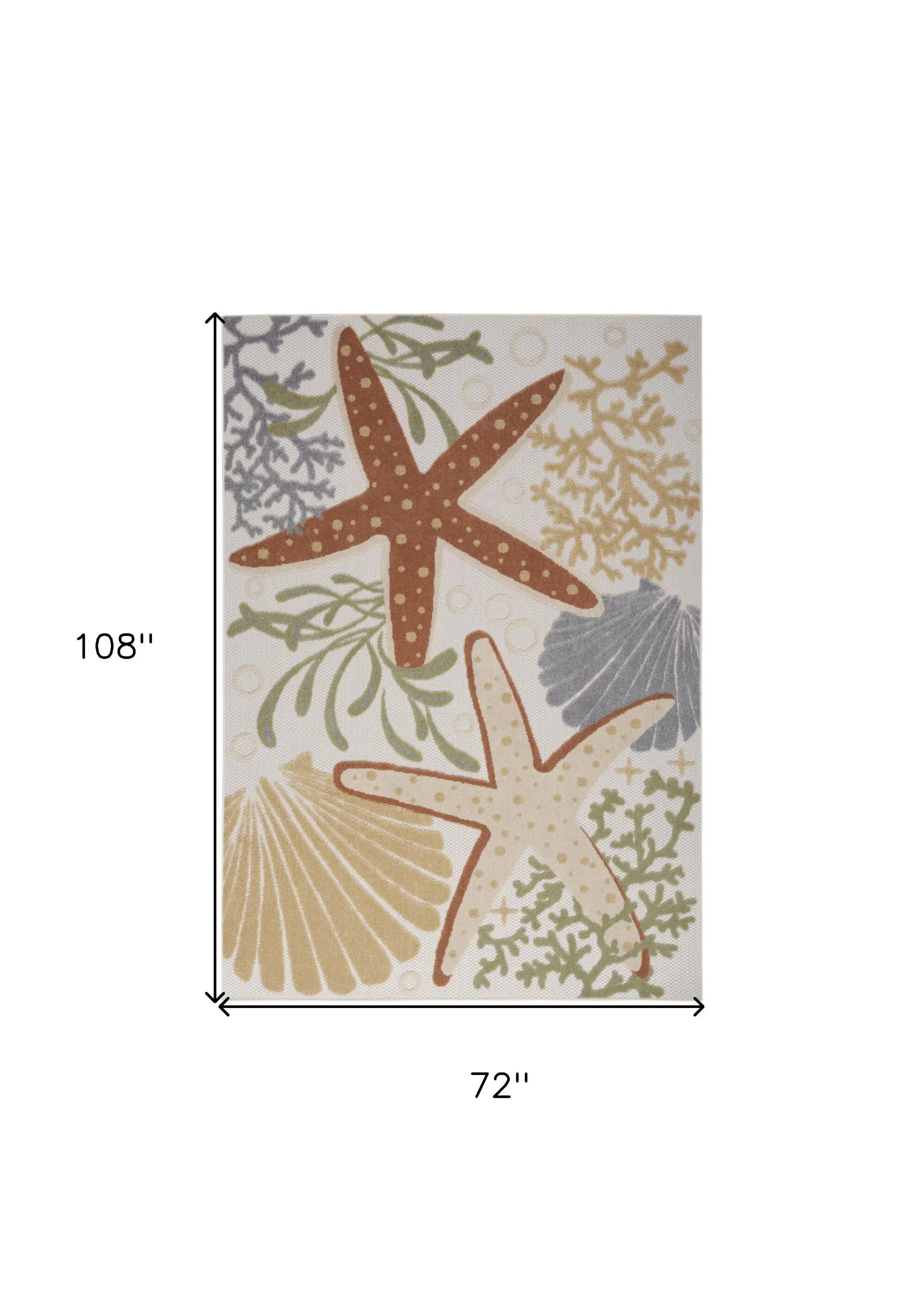 6' X 9' Ivory Orange And Blue Indoor Outdoor Area Rug Homeroots Outdoor