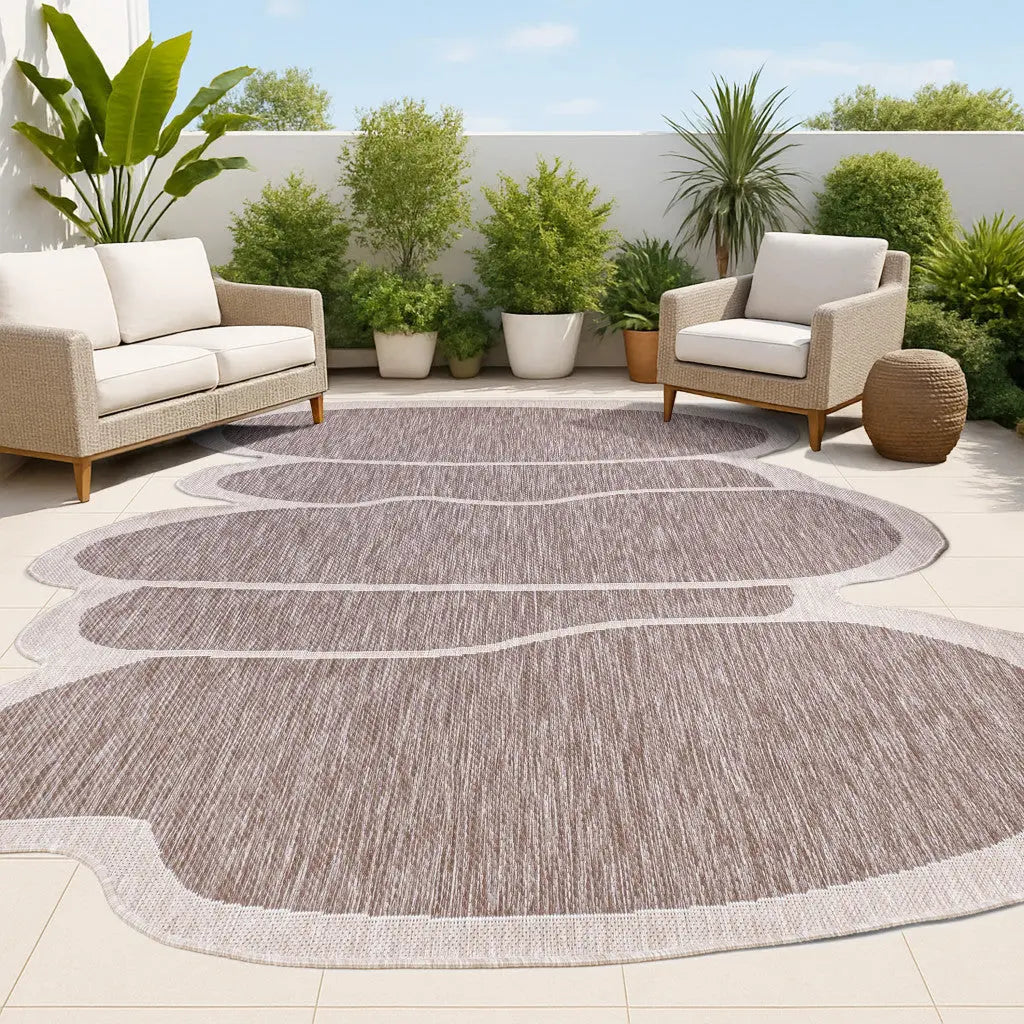 6' X 9' Light Brown And Beige Medallion Indoor Outdoor Area Rug Homeroots Outdoor