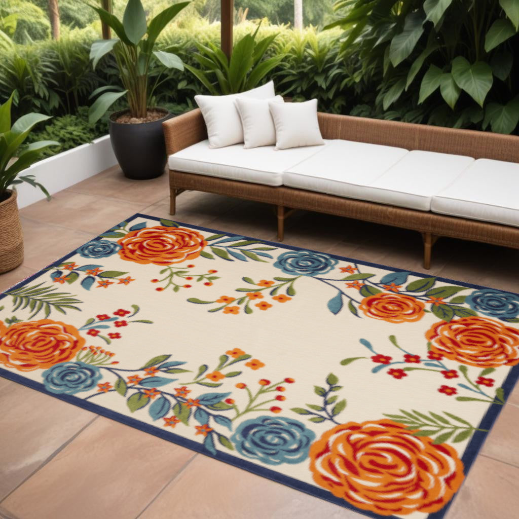 6' X 9' Multicolor Floral Stain Resistant Non Skid Area Rug Homeroots Outdoor