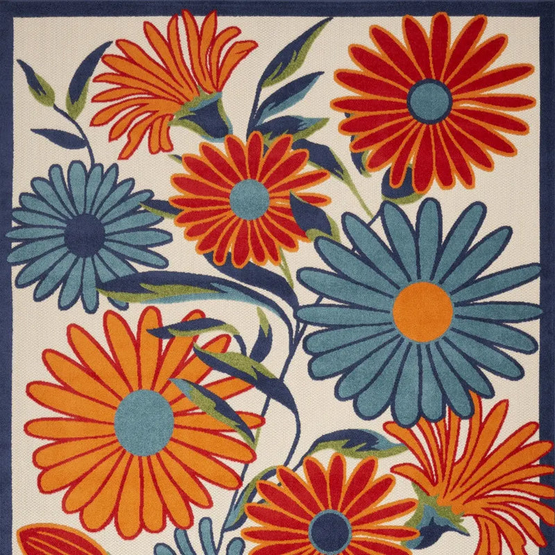 6' X 9' Multicolor Floral Stain Resistant Non Skid Area Rug Homeroots Outdoor