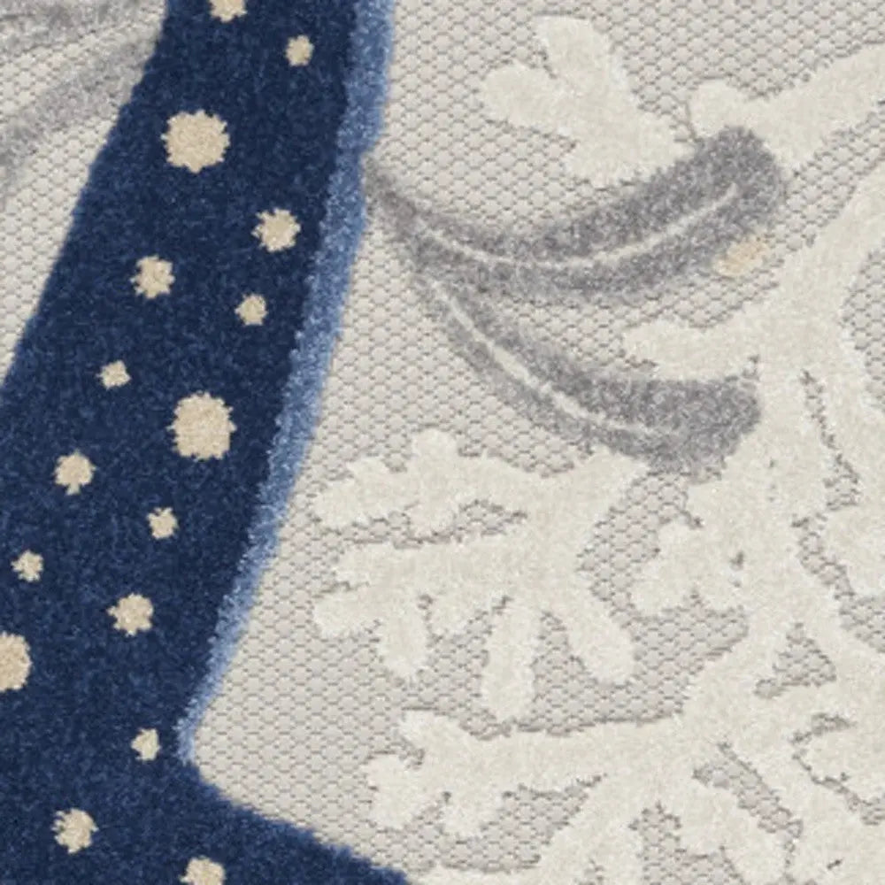 6' X 9' Navy Blue And Gray Starfish Indoor Outdoor Area Rug Homeroots Outdoor