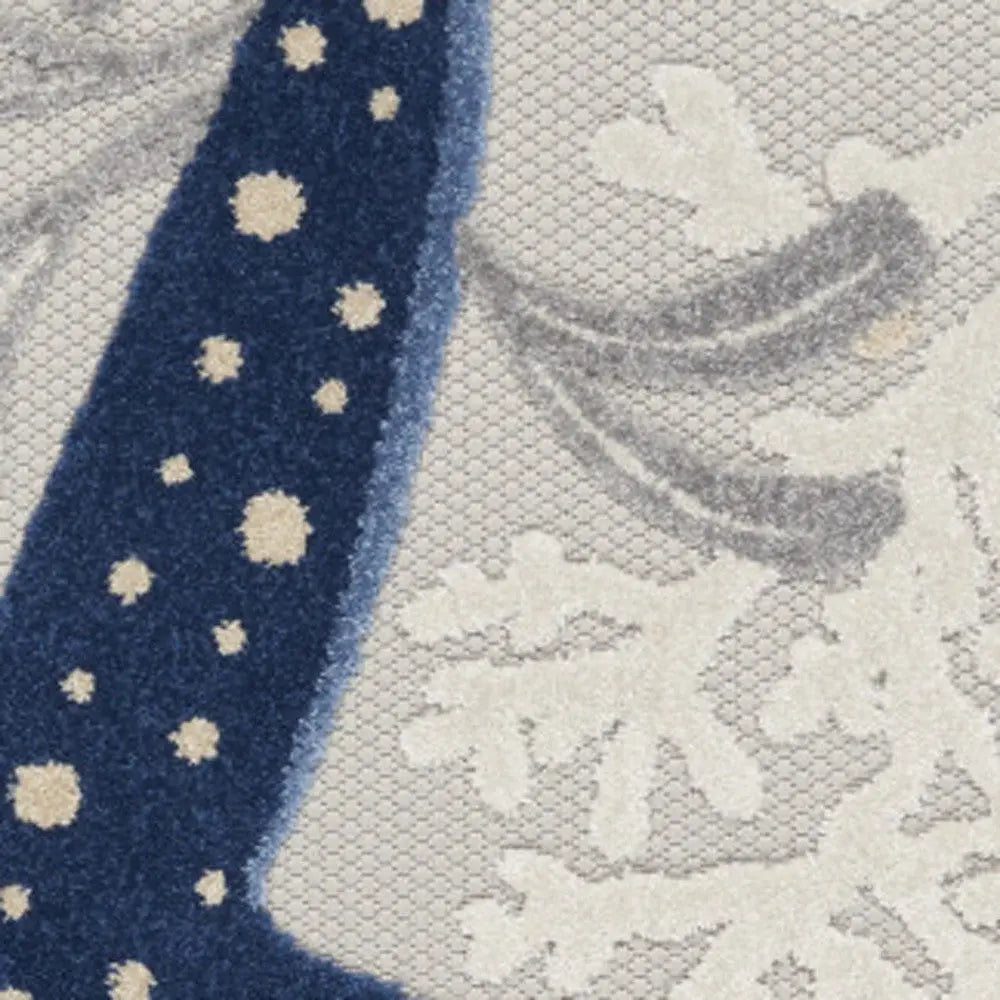 6' X 9' Navy Blue And Gray Starfish Indoor Outdoor Area Rug Homeroots Outdoor