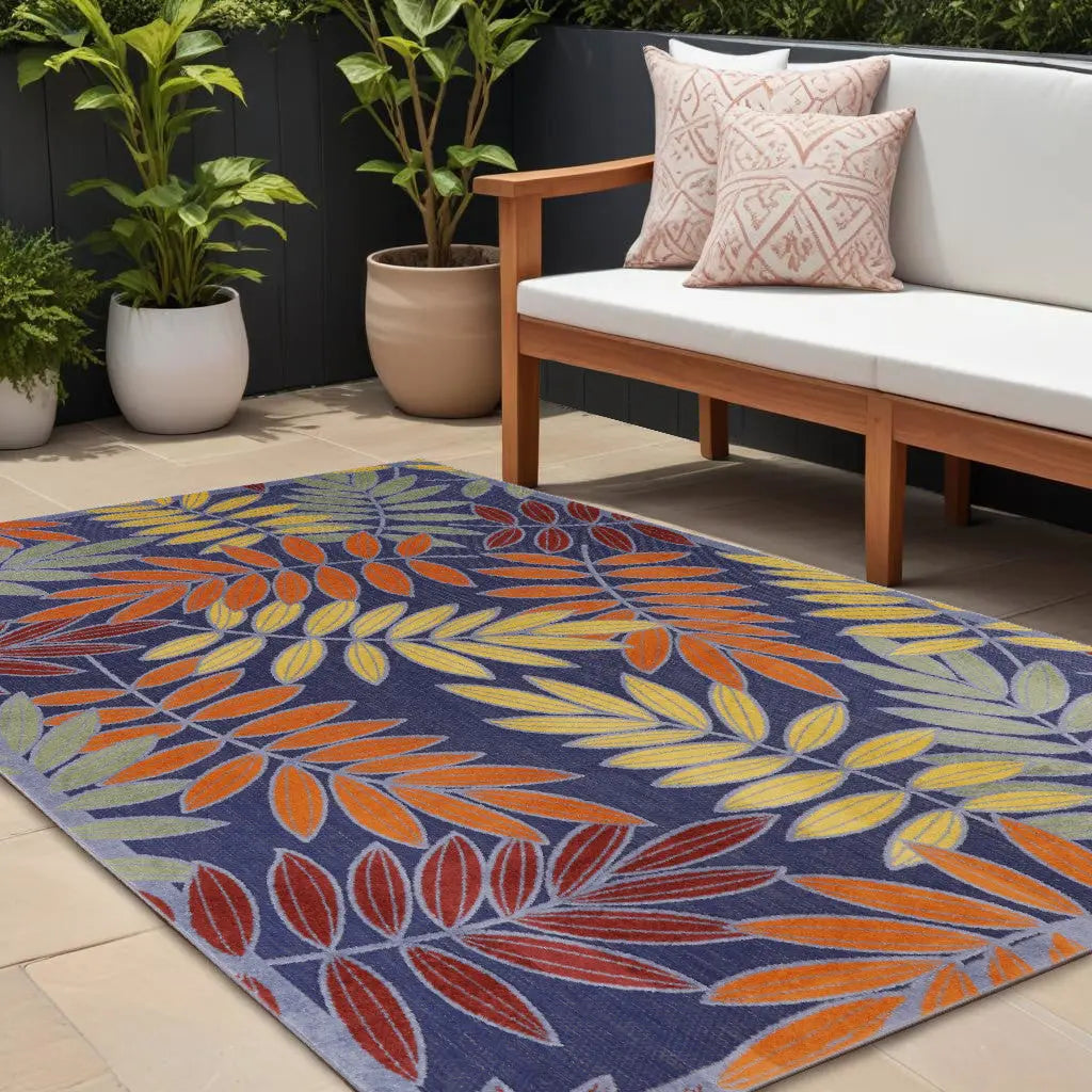 6' X 9' Orange Green And Blue Indoor Outdoor Area Rug Homeroots Outdoor