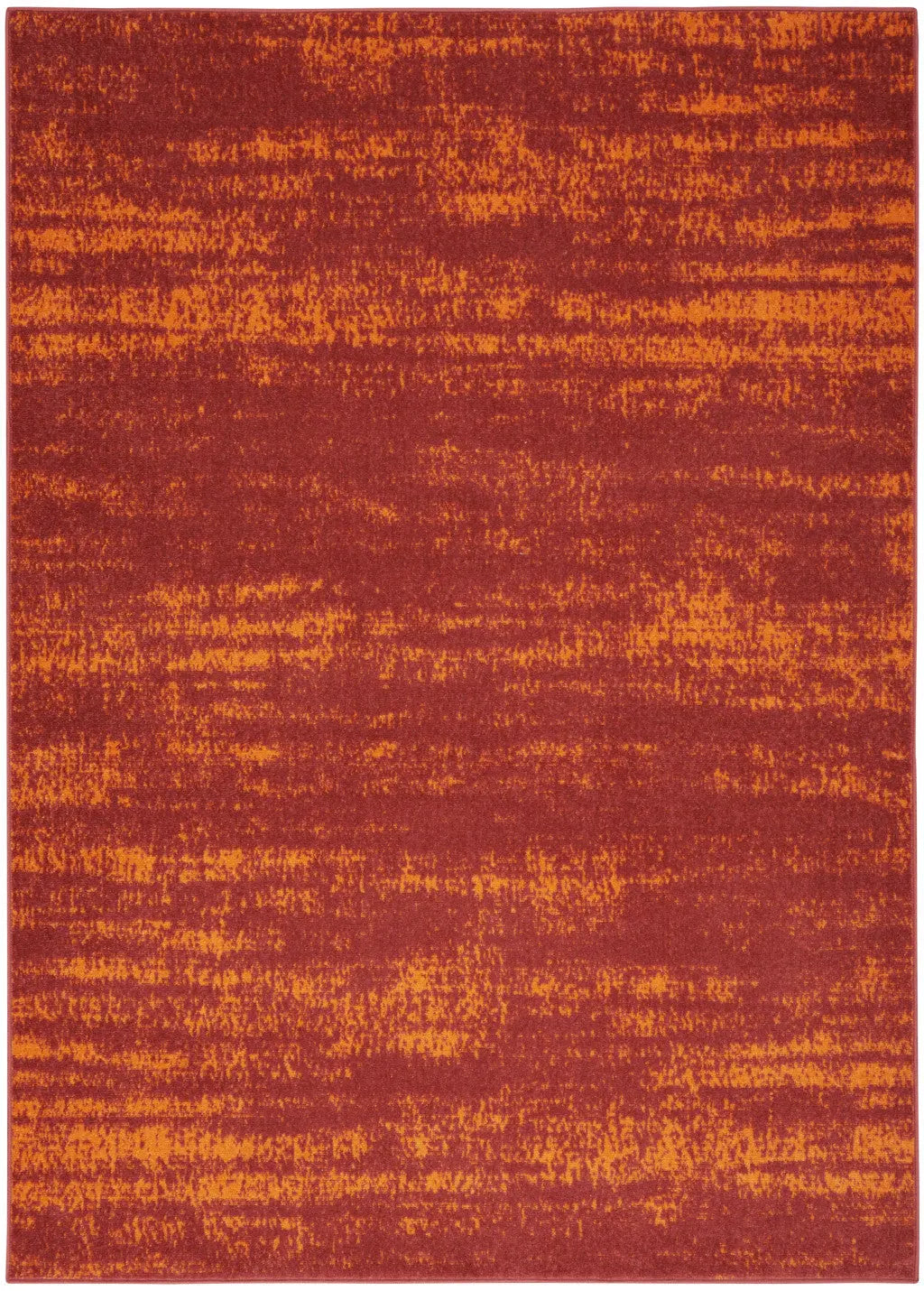 6' X 9' Red And Orange Abstract Indoor Outdoor Area Rug Homeroots Outdoor