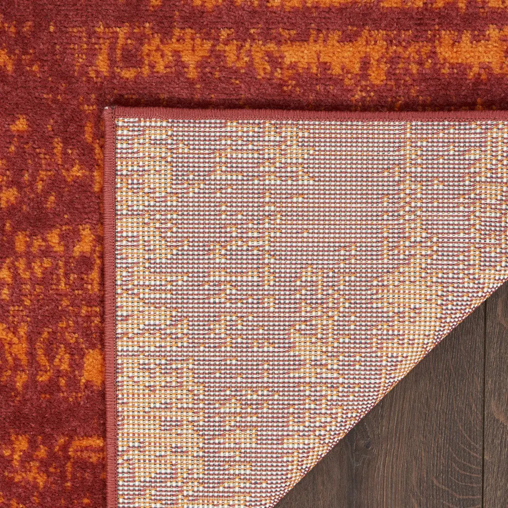 6' X 9' Red And Orange Abstract Indoor Outdoor Area Rug Homeroots Outdoor
