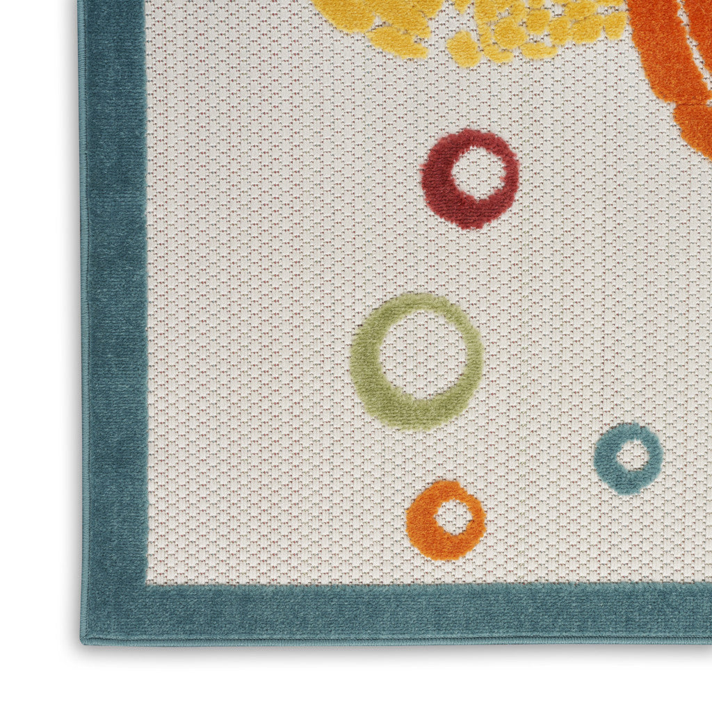 6' X 9' Teal And Orange Sea Turtle Indoor Outdoor Area Rug Homeroots Outdoor