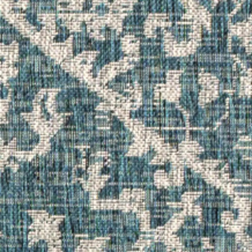 6' X 9' Teal Blue And Gray Medallion Indoor Outdoor Area Rug Homeroots Outdoor