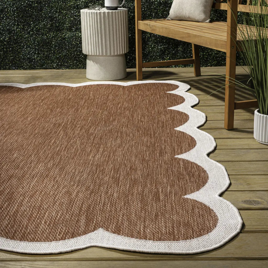 6' X 9' Terra Cotta And Cream Indoor Outdoor Area Rug Homeroots Outdoor