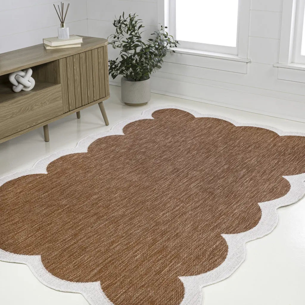 6' X 9' Terra Cotta And Cream Indoor Outdoor Area Rug Homeroots Outdoor