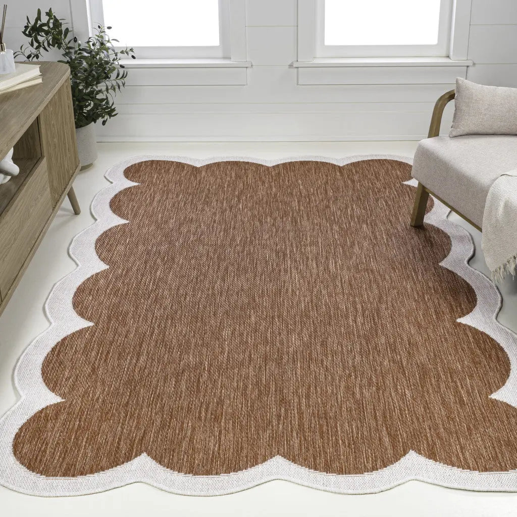 6' X 9' Terra Cotta And Cream Indoor Outdoor Area Rug Homeroots Outdoor