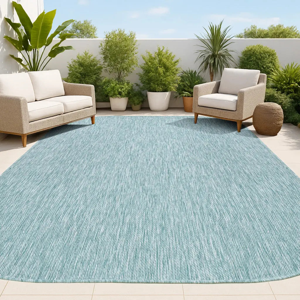 6' X 9' Turquoise Indoor Outdoor Area Rug Homeroots Outdoor