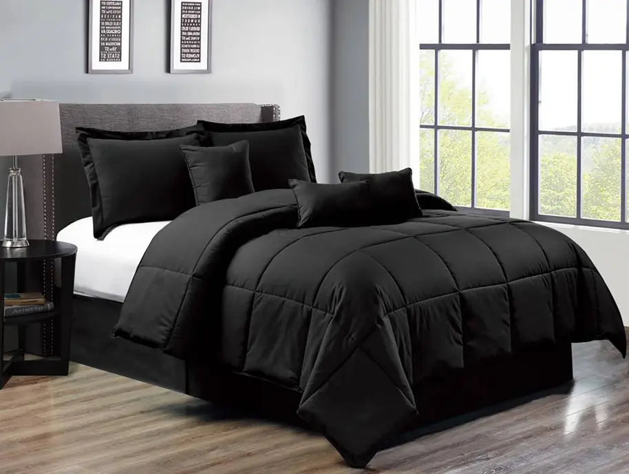 7-Piece Black Down Alternative Soft Comforter Bedding Set Home Mart Goods