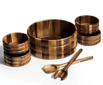 7 Piece - Extra Large Salad Bowl with Servers and 4 Individuals Kalmar Home