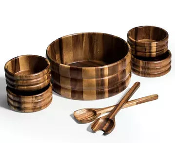7 Piece - Extra Large Salad Bowl with Servers and 4 Individuals Kalmar Home
