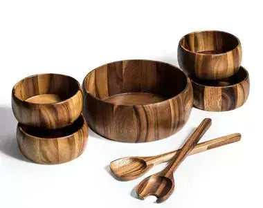 7 Piece - Large Salad Bowl with Servers and 4 Individuals Kalmar Home
