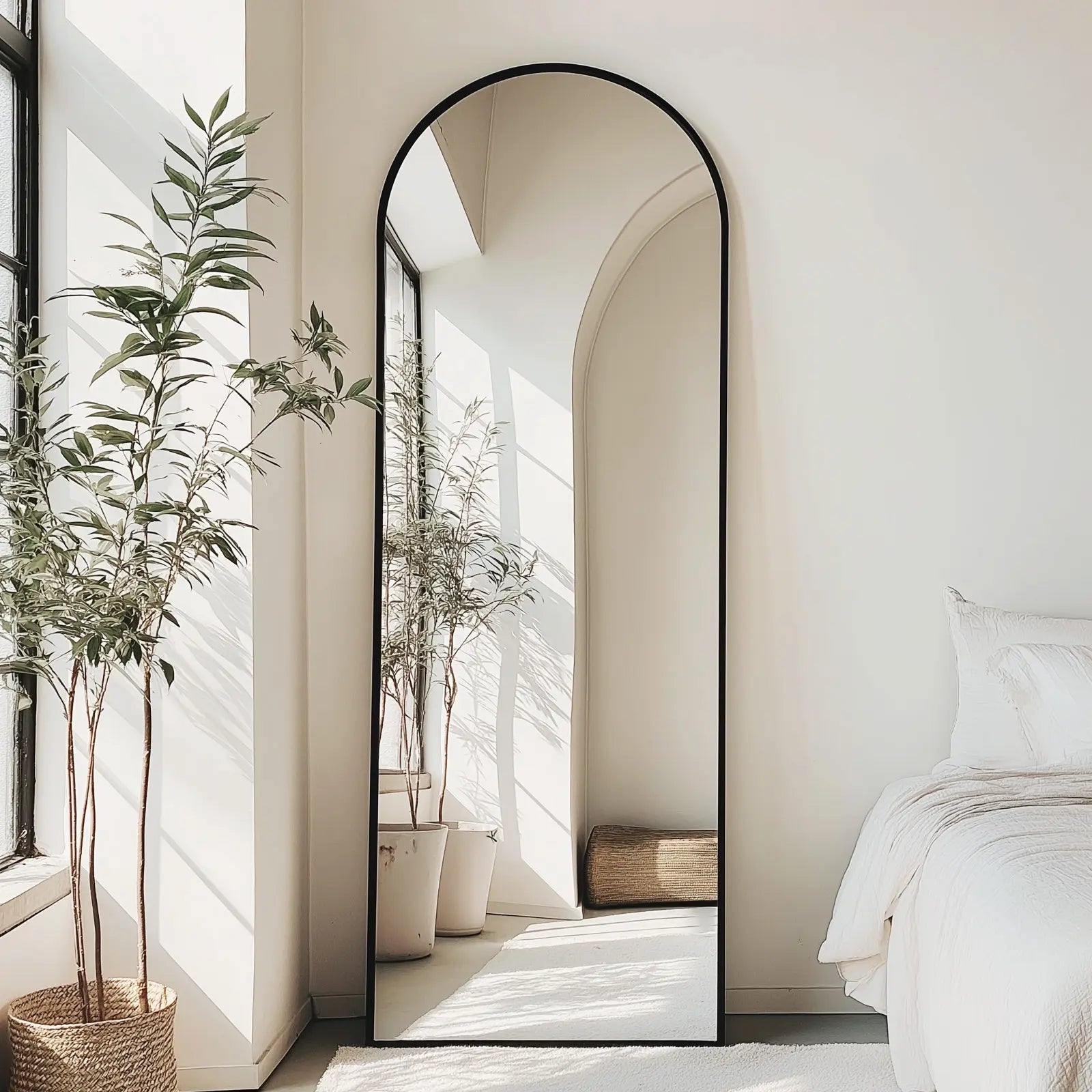 70" Black Aluminum Arch Freestanding And Wall Mounted Framed Full Length Mirror Homeroots Bed & Bath