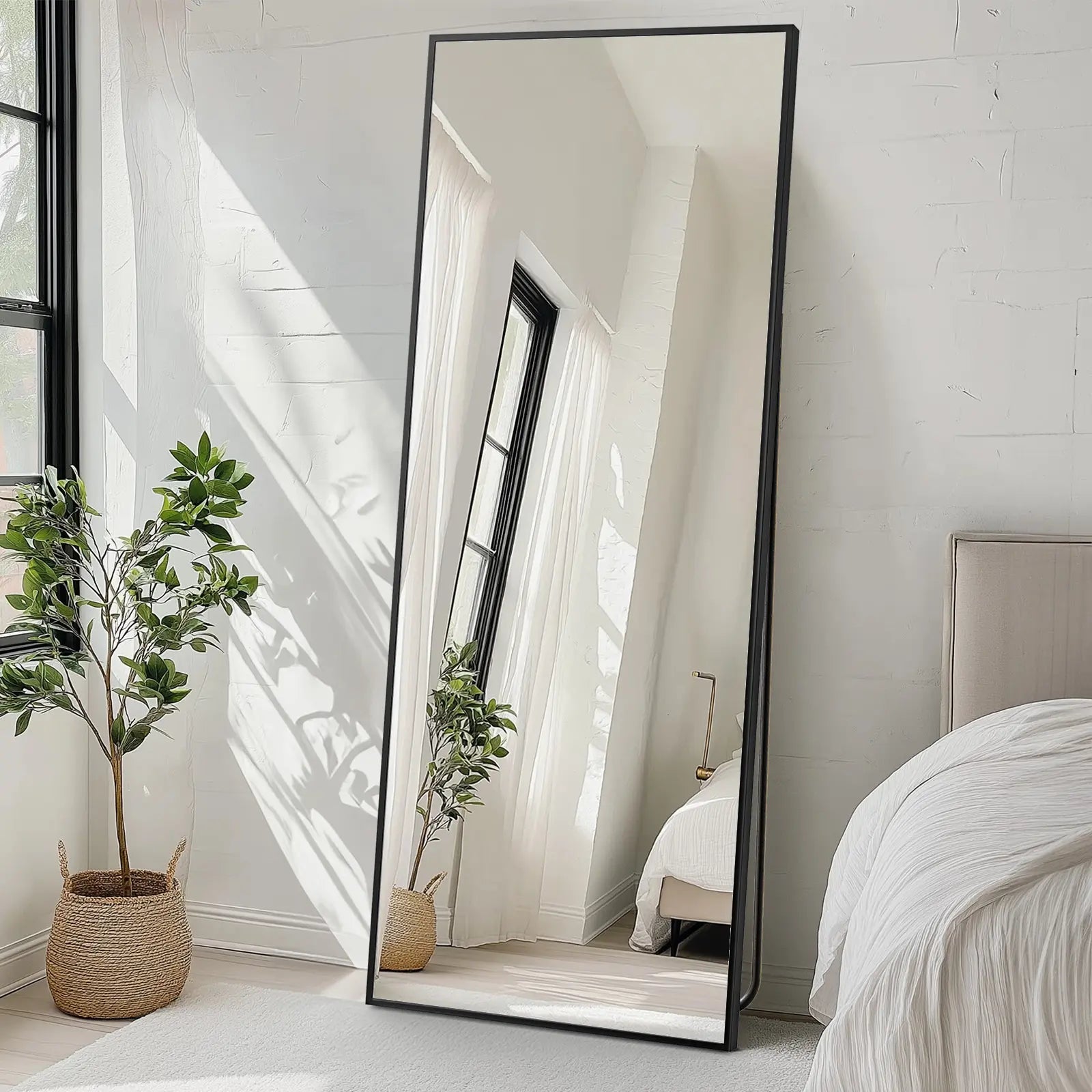70" Black Aluminum Freestanding And Wall Mounted Framed Full Length Mirror Homeroots Bed & Bath