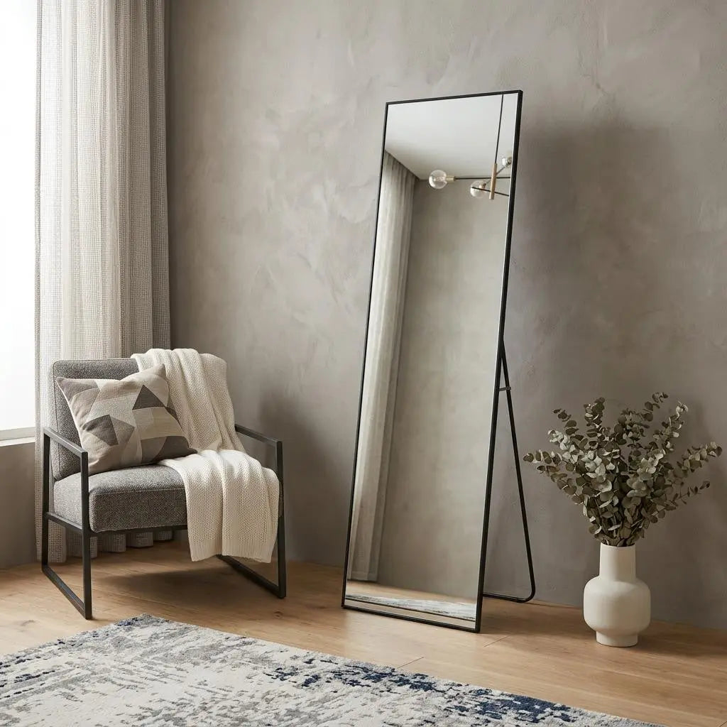 70" Black Aluminum Freestanding And Wall Mounted Framed Full Length Mirror Homeroots Bed & Bath