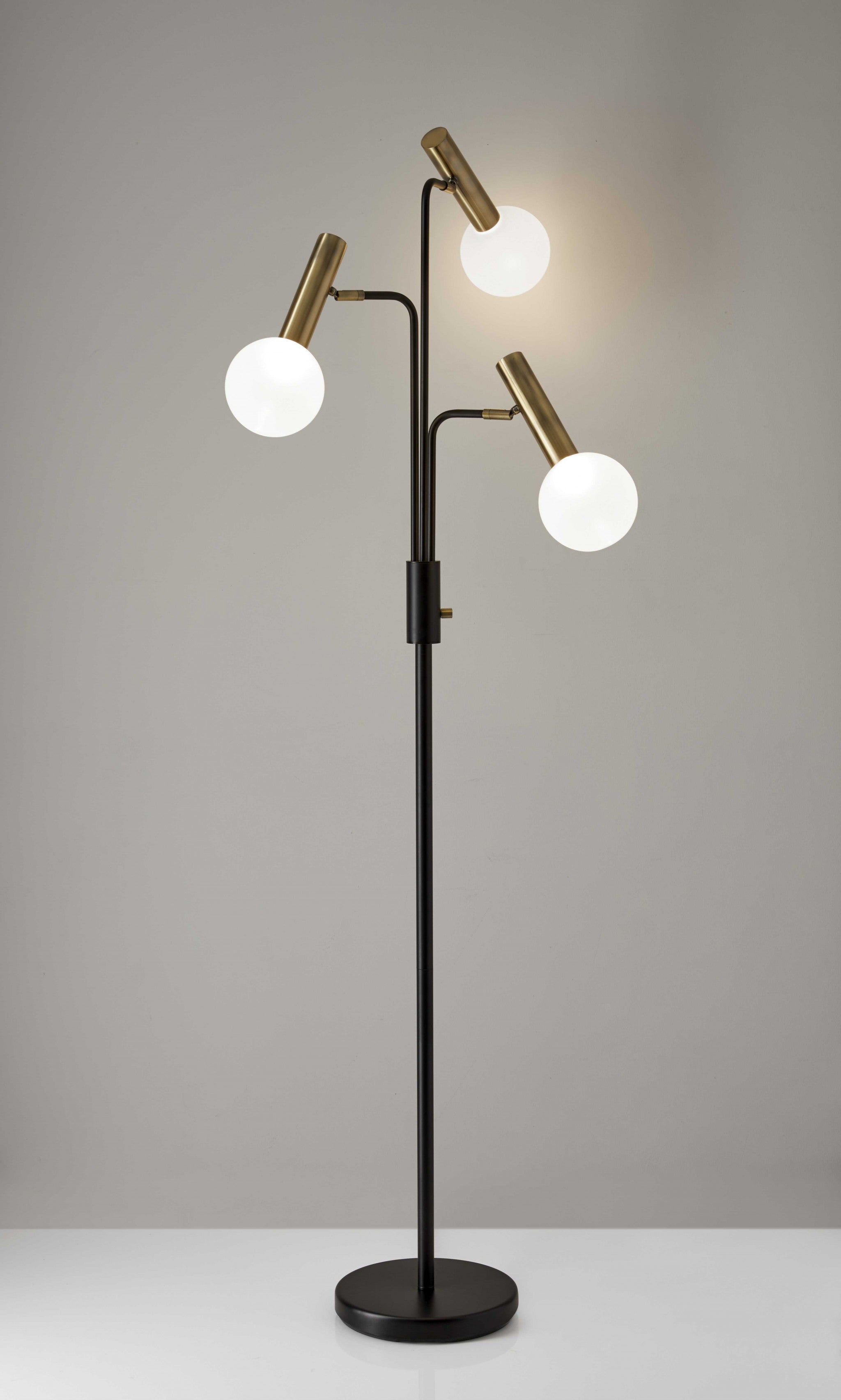 70" Black And Bronze Three Light LED Tree Floor Lamp With White - GreatEagleInc