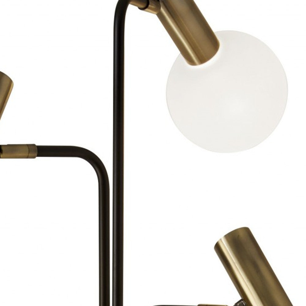 70" Black And Bronze Three Light LED Tree Floor Lamp With White - GreatEagleInc