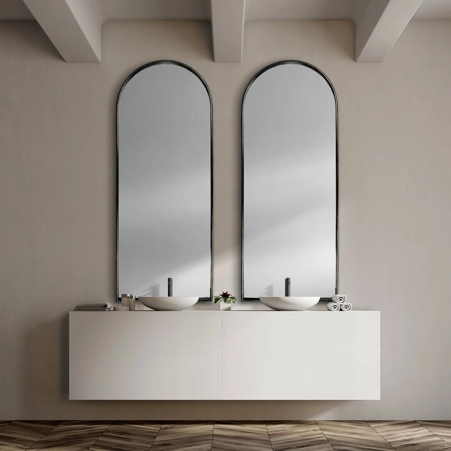 70" Black Metal Arch Framed Full Length Hanging Mirror Homeroots Bed & Bath