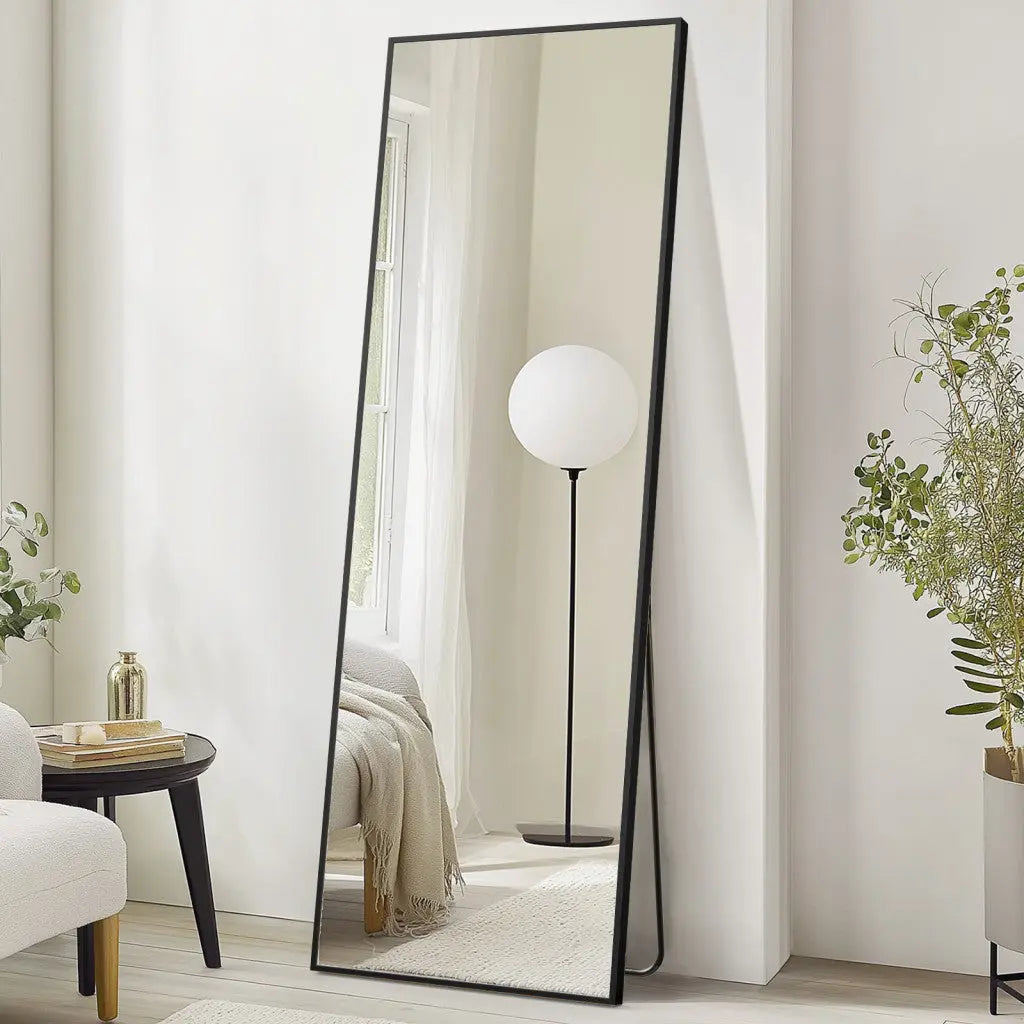70" Black Metal Wall Mounted And Freestanding Framed Full Length Mirror Homeroots Bed & Bath