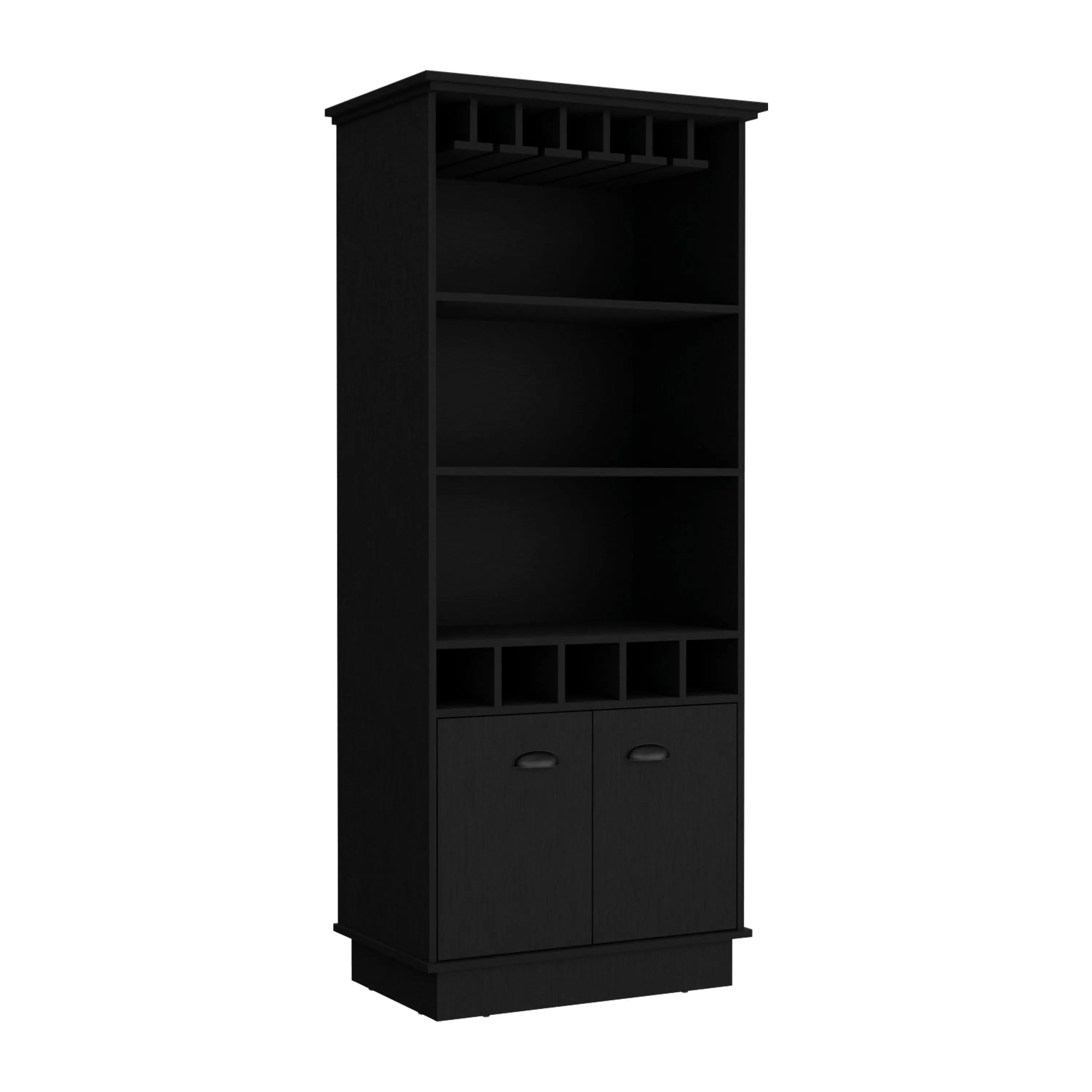 70" Black Wood Bar Cabinet With Two Doors Homeroots Kitchen & Dining