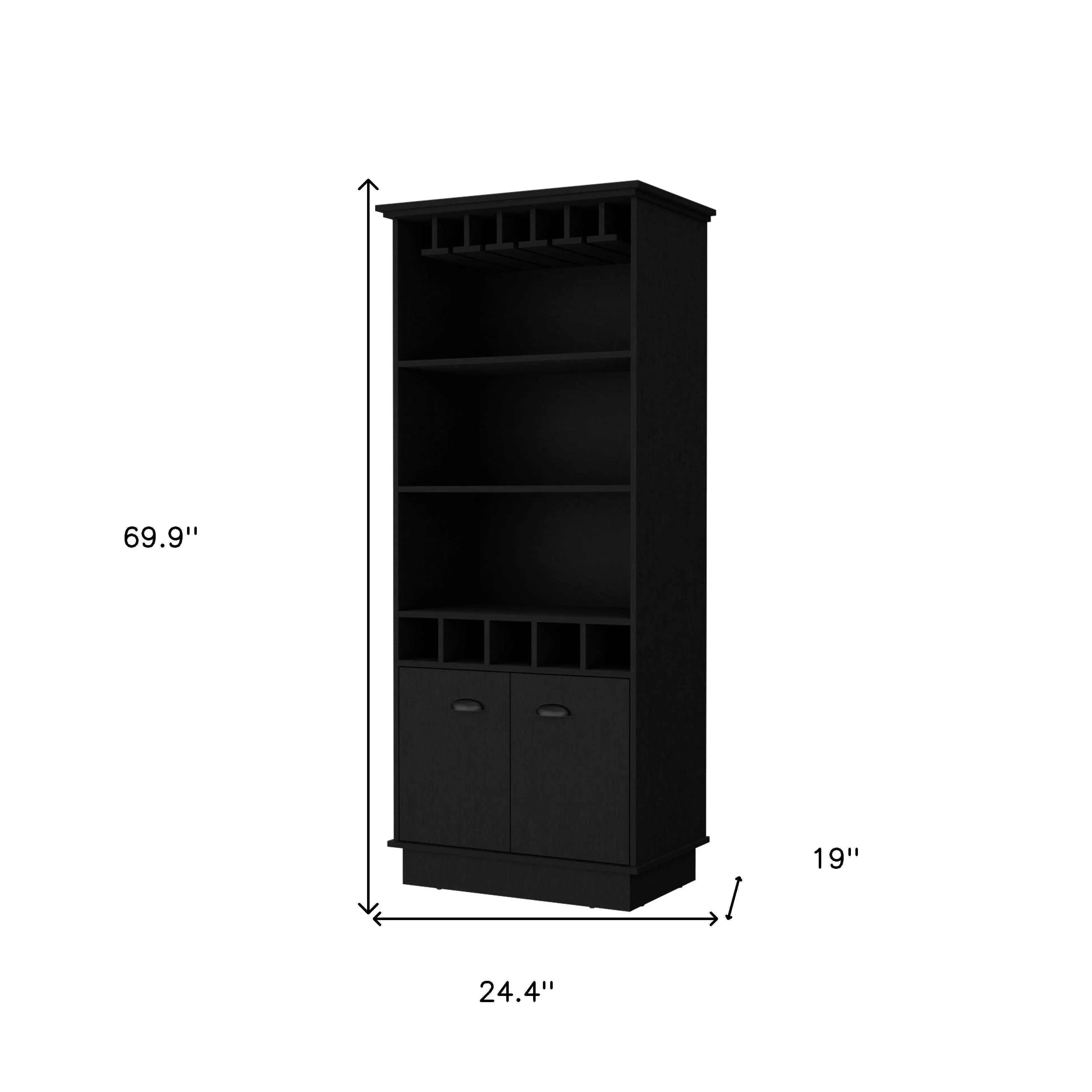 70" Black Wood Bar Cabinet With Two Doors Homeroots Kitchen & Dining