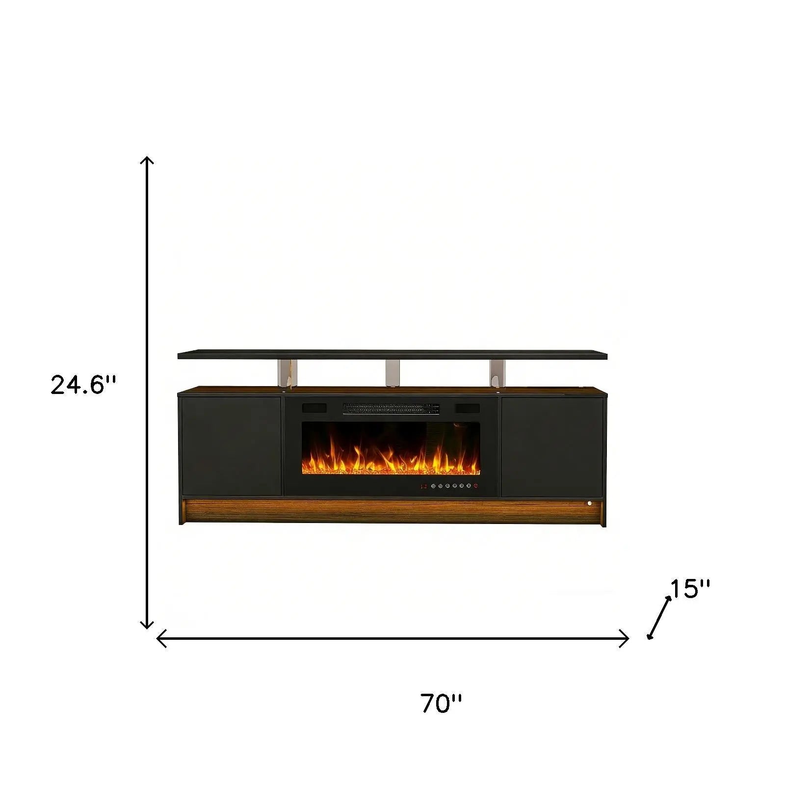 70" Black Wood Fireplace Entertainment Center With Fireplace Homeroots Living Room