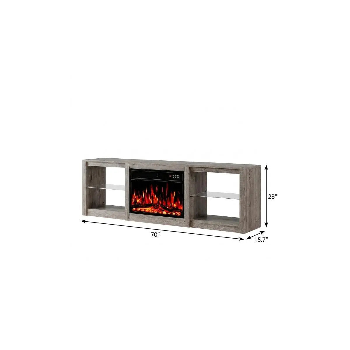 70" Black Wood Fireplace Entertainment Center With Fireplace Homeroots Living Room